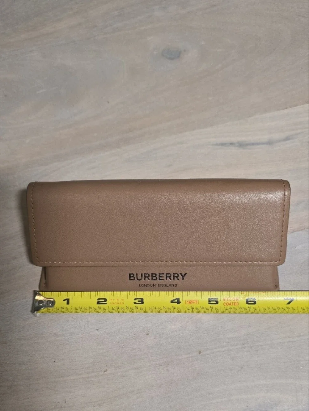 Burberry Tan Leather Foldable Eyeglasses Sunglasses Case Logo